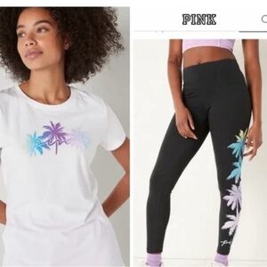 PINK Victoria's Secret White Tee with matching leggings SET. xxl